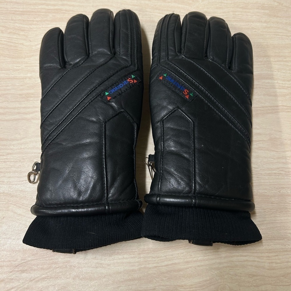 Saranac Mens Black Cowhide Leather Gloves Size Small